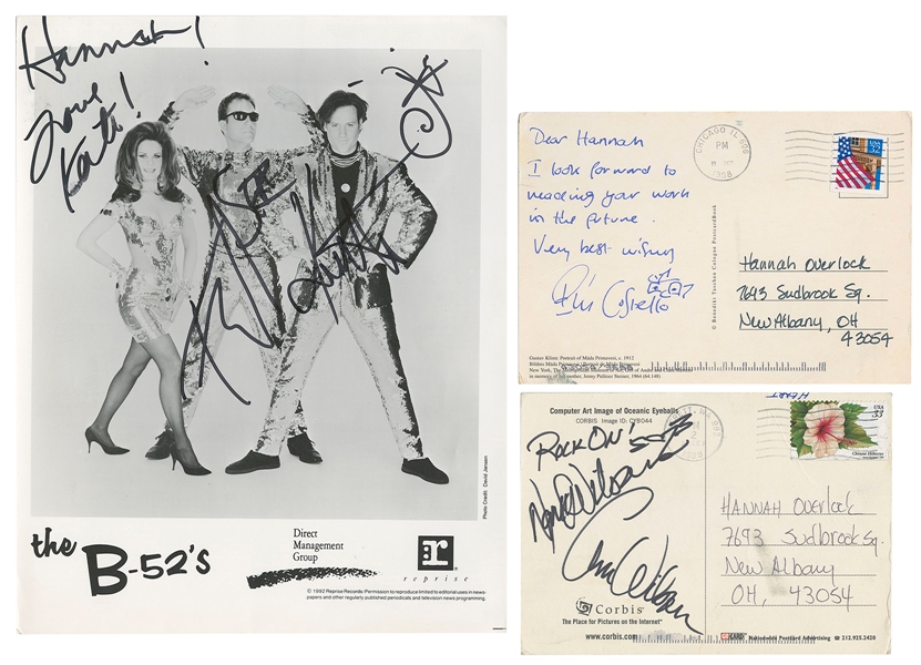  [ROCK PERFORMERS]. Group of five items signed by rock stars...