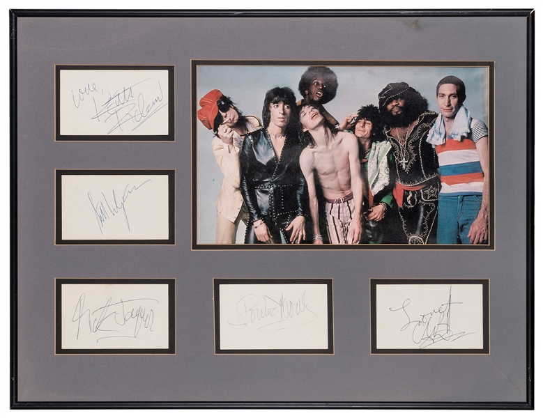  THE ROLLING STONES. Five cards, each signed by a band membe...