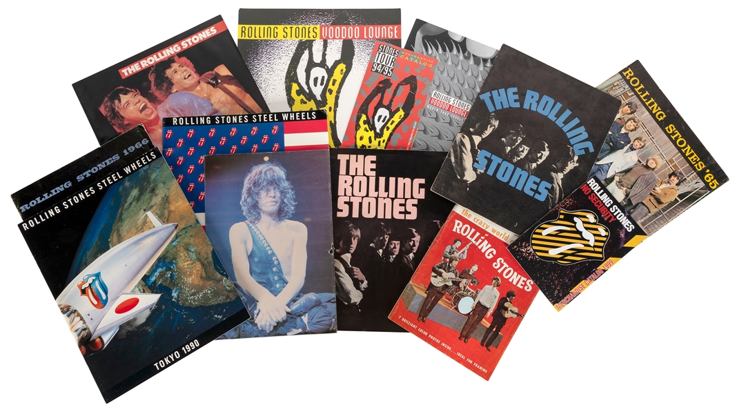  THE ROLLING STONES. Group of 11 tour programs or magazines ...