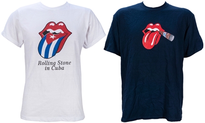  THE ROLLING STONES. Group of two rare t-shirts for their pe...