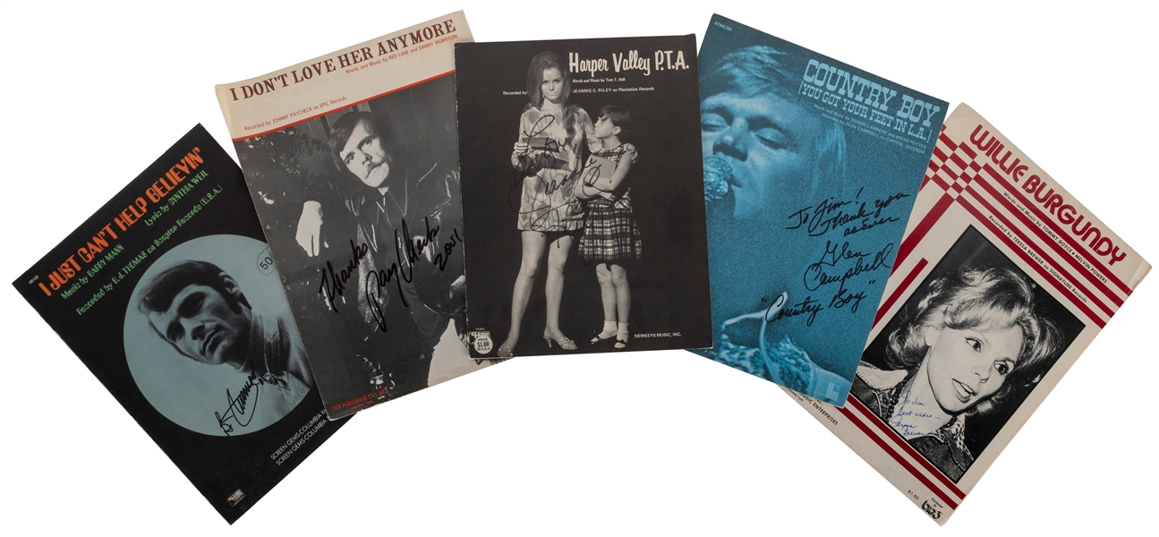  [SIGNED SHEET MUSIC]. Group of 5 sheet music, signed by the...