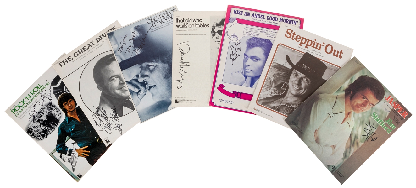  [SIGNED SHEET MUSIC]. Group of 6 sheet music, signed by the...