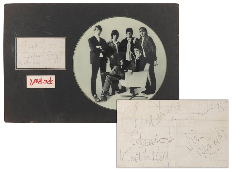  THE YARDBIRDS. Clipped signatures. [N.p, ca. 1963]. Clipped...