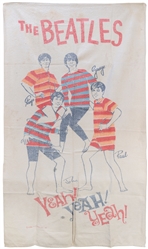  THE BEATLES. Beach towel. Cannon, ca. 1964. Pictorial white...