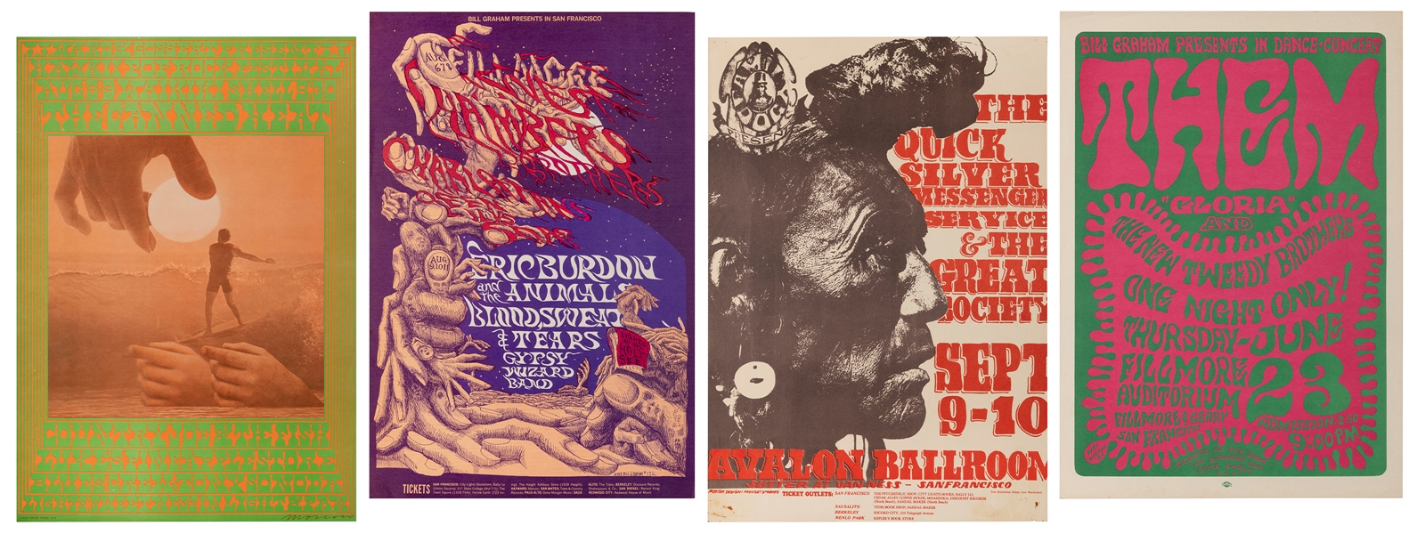  Group of 4 psychedelic rock concert posters. Including Ward...