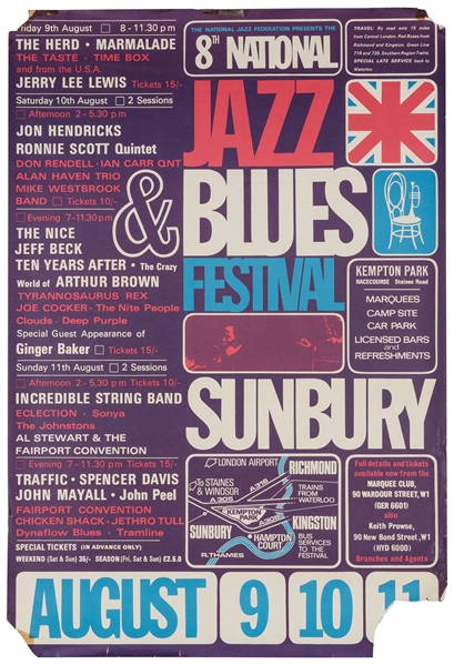  “8th National Jazz & Blues Festival Sunbury…” 1968. Rare fe...