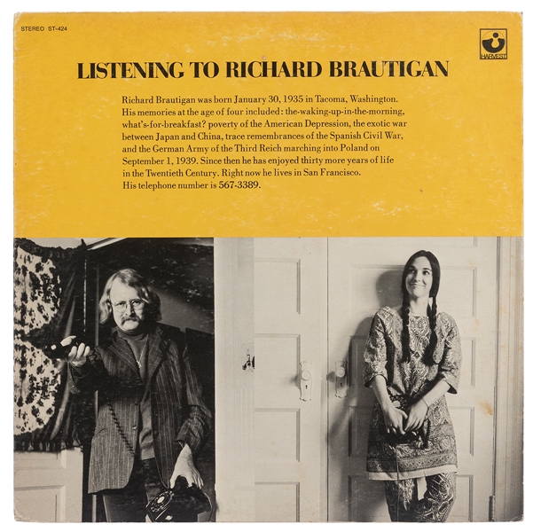  BRAUGTIGAN, Richard (b. 1934-1984). Listening to Richard Br...