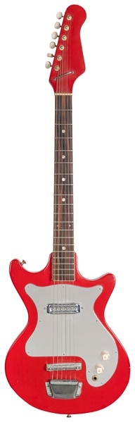  1960s-70s No Name Guitar. Made in Japan. Red solid-body ele...