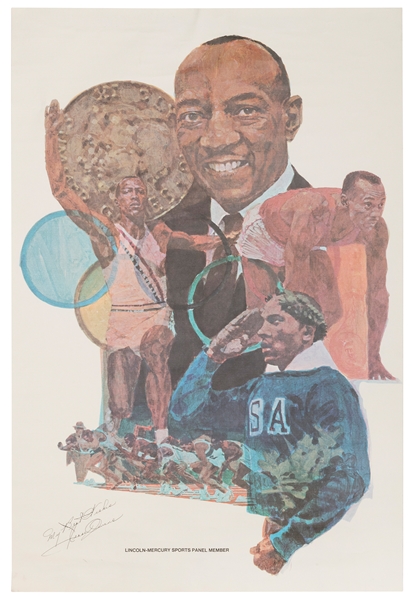  Jesse Owens Signed Poster. Lincoln-Mercury Sports Panel Mem...