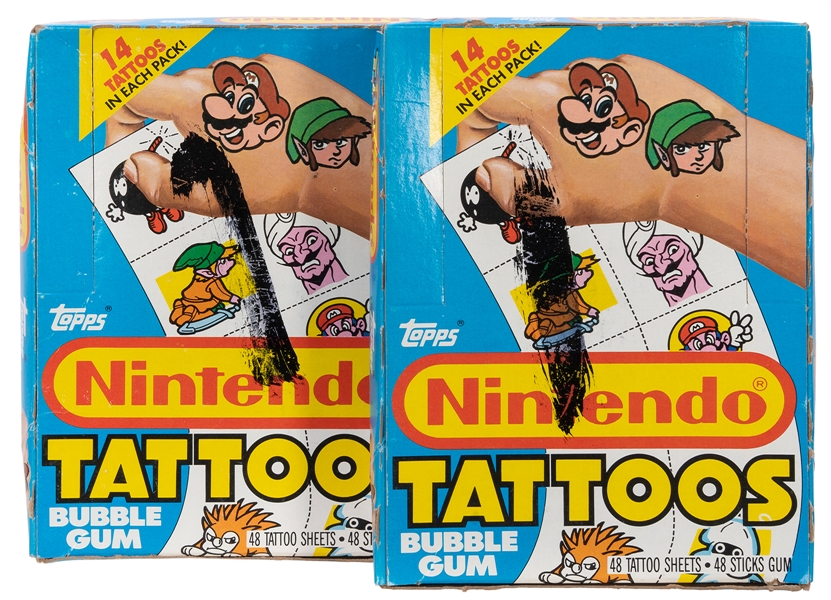  1989 Topps Nintendo Tattoos Boxes with 48 Unopened Wax Pack...