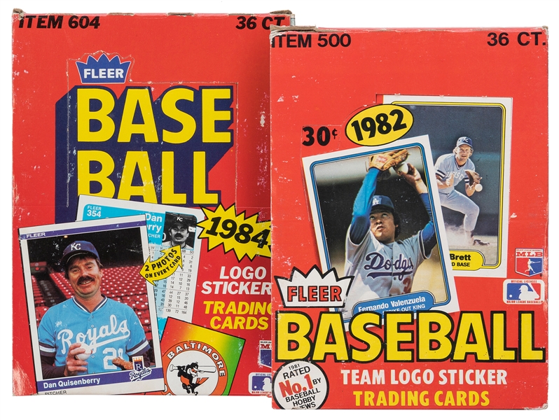  1982 and 1984 Fleer Baseball Card Boxes. Philadelphia: Flee...