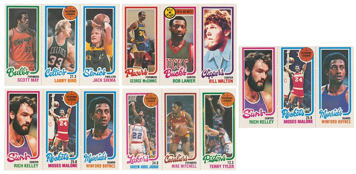  1980 Quintet of Topps Basketball Cards, featuring Larry Bir...