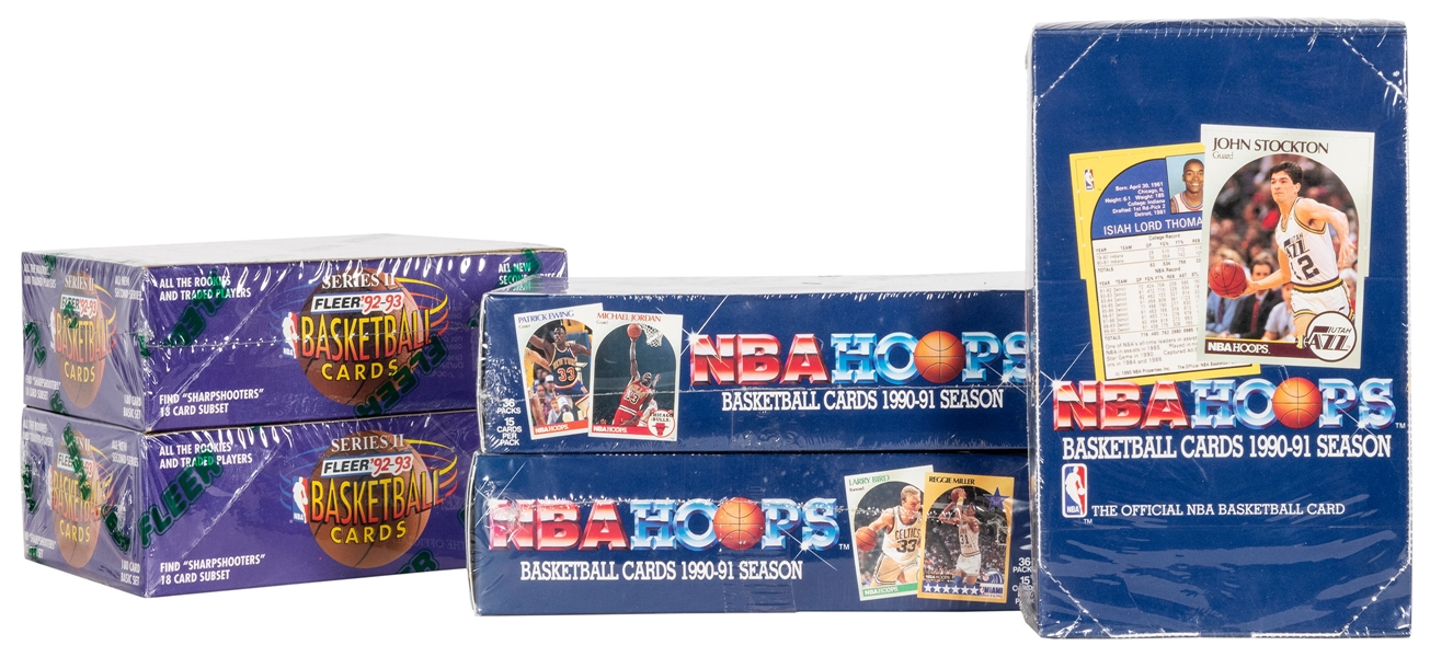  1990-1992 Mixed Lot of 5 Fleer/NBAHoops Factory Sealed Boxe...