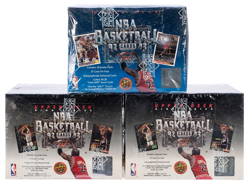  1992-93 Pair of Upper Deck Jumbo Basketball High Series Wax...