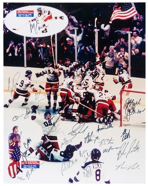  Miracle on Ice large signed souvenir photograph. Signed pho...