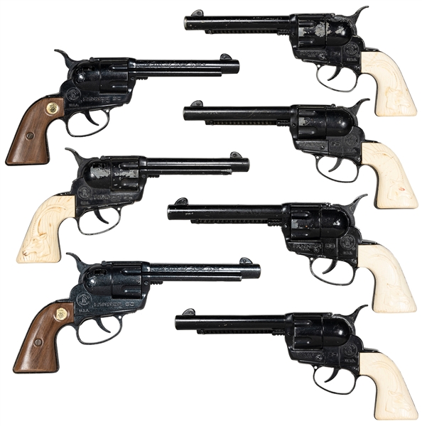  Group of 7 Mattel Fanner 50 cap guns with black barrels. Lo...