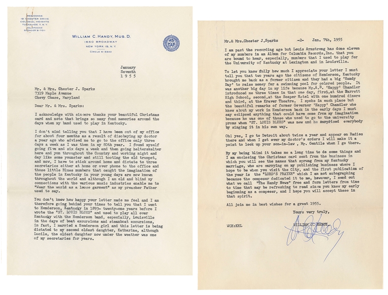  HANDY, W.C. (1873—1958). Typed letter signed, and two Chris...