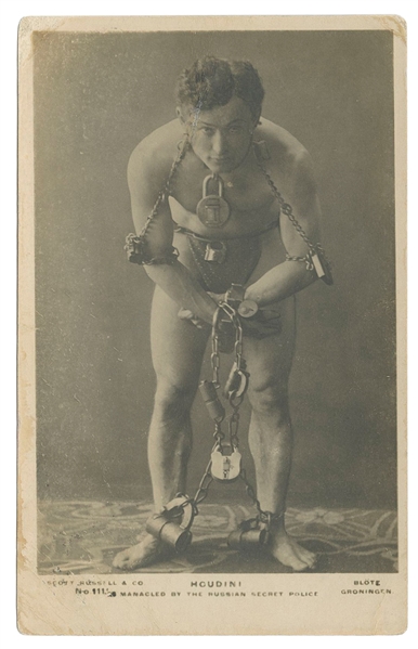  HOUDINI, Harry (Erik Weisz, 1874 – 1926). RPPC of Houdini i...