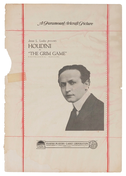  HOUDINI, Harry (Erik Weisz, 1874 – 1926). Houdini Grim Game...