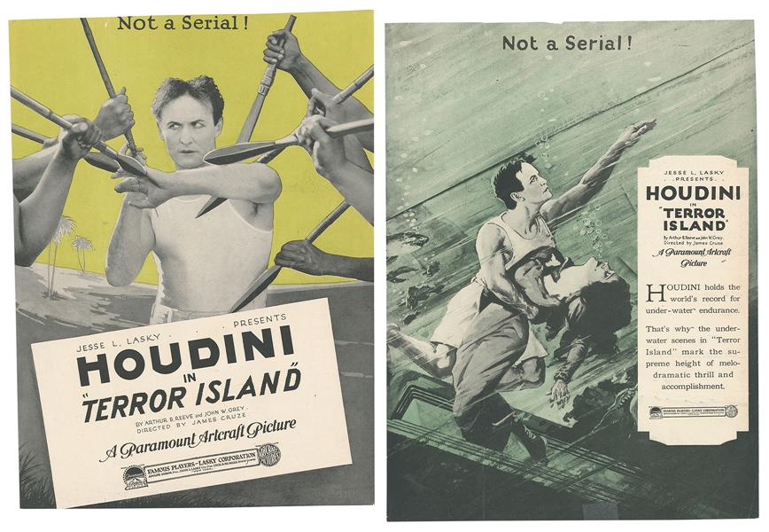  HOUDINI, Harry (Erik Weisz, 1874 – 1926). Two Terror Island...