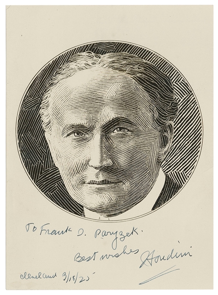  HOUDINI, Harry (Erik Weisz, 1874 – 1926). Illustrated Bust ...