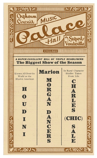  HOUDINI, Harry (Erik Weisz, 1874 – 1926). Houdini Palace Mu...