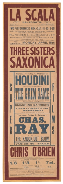  HOUDINI, Harry (Erik Weisz, 1874 – 1926). Houdini Grim Game...