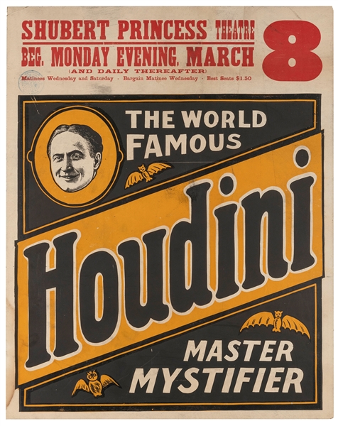  HOUDINI, Harry (Erik Weisz, 1874 – 1926). The World Famous ...