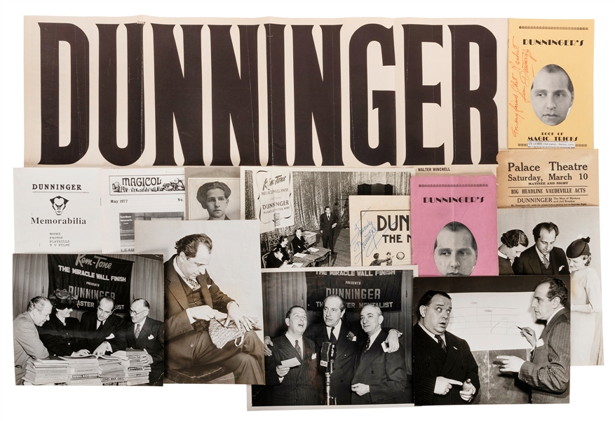  DUNNINGER, Joseph (1892 – 1975). Dunninger Memorabilia Grou...