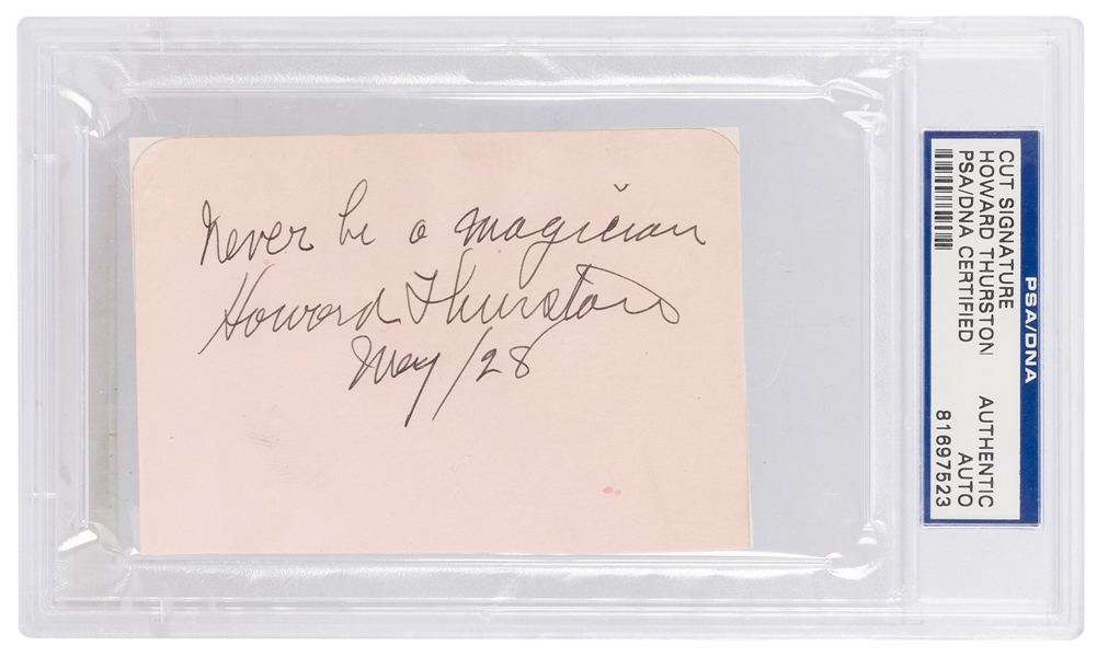  THURSTON, Howard (1869 – 1936). Autograph Note Signed by Th...