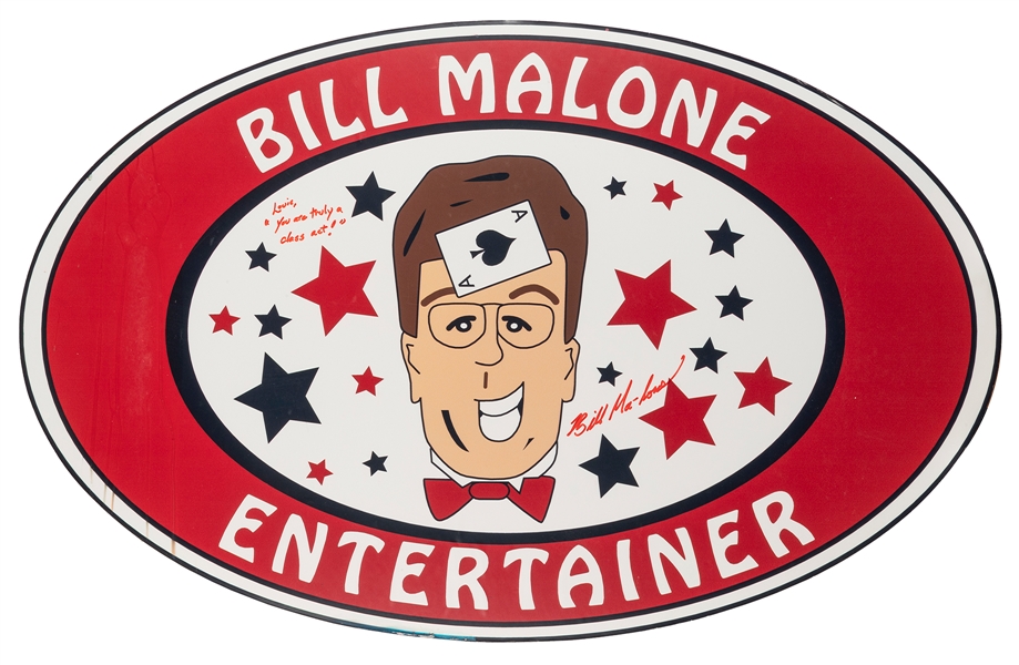  Screen-Used Background sign for Bill Malone Entertainer mag...