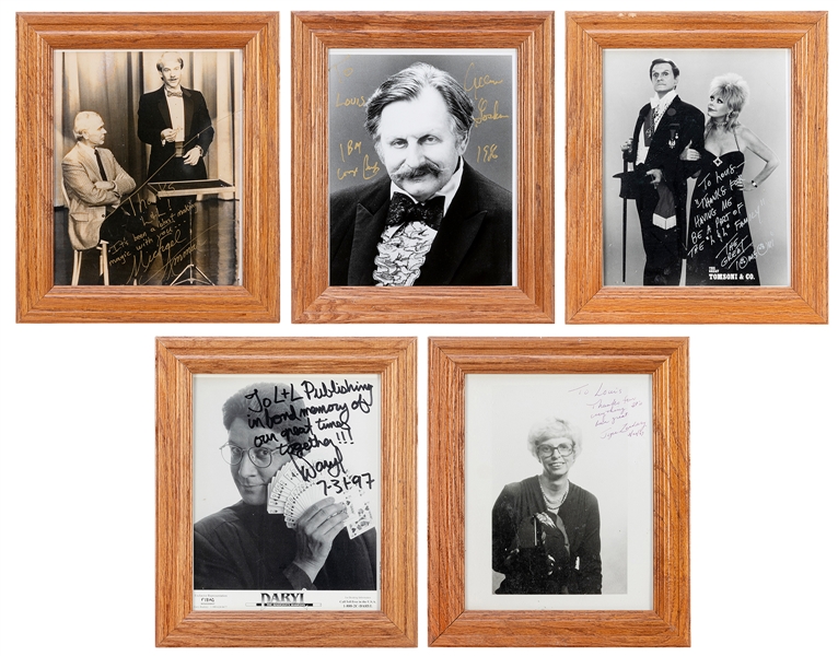  Lot of 16 framed, signed photos of magicians, and one unfra...