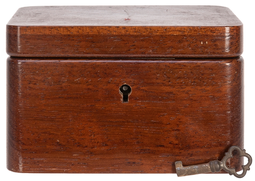  Watch Box. Circa 1920. Hardwood box with locking mechanism....