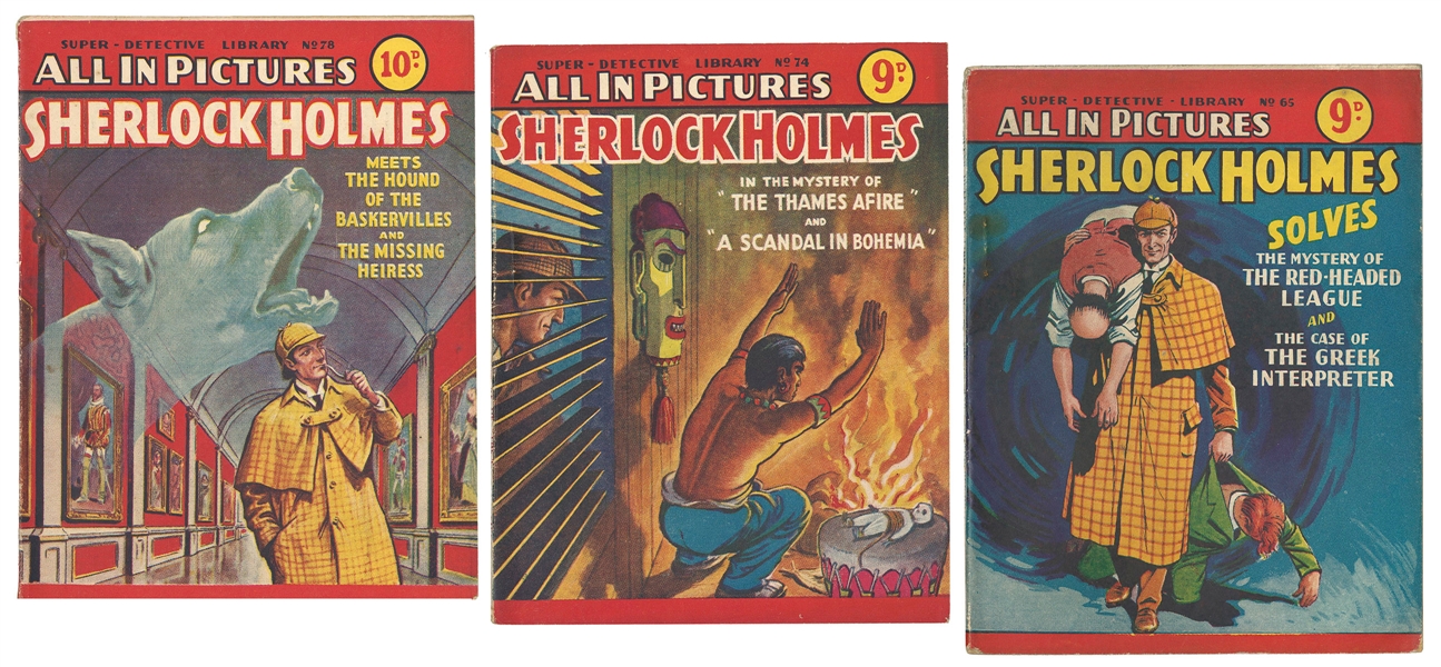  A group of 3 British Sherlock Holmes comic books. London: S...