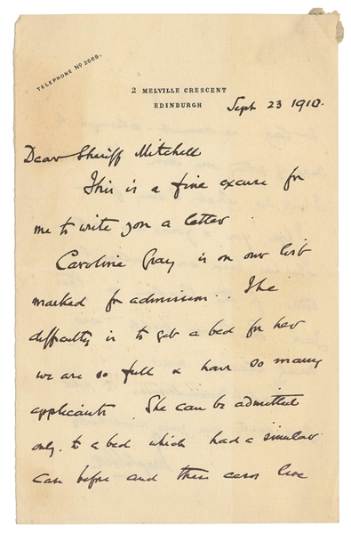  BELL, Joseph (1837-1911). Autograph Letter Signed (“Joseph ...