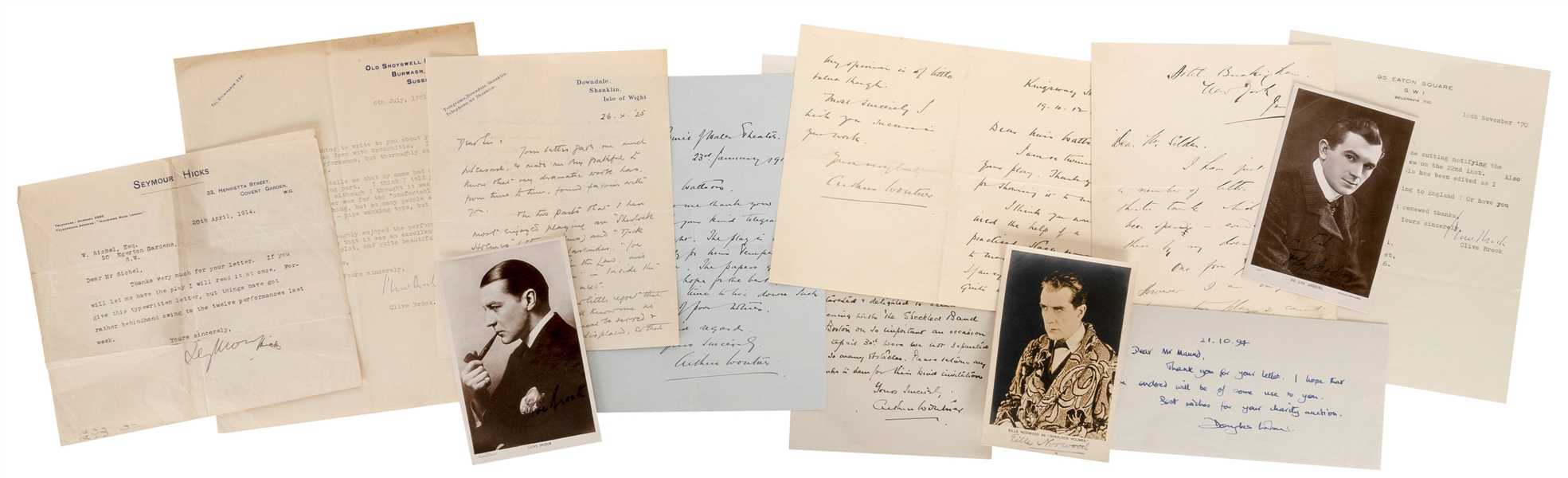  A group of 22 signed letters or postcards by actors who hav...