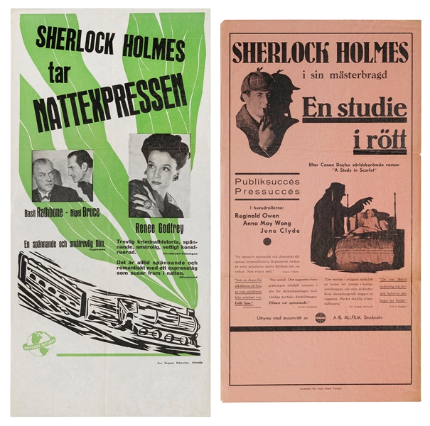  A pair of Swedish posters for Sherlock Holmes films. Includ...