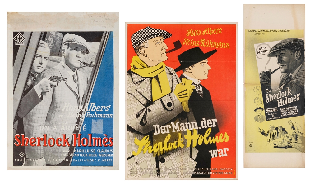  [SHERLOCKIANA]. A group of 3 posters for the German film, “...