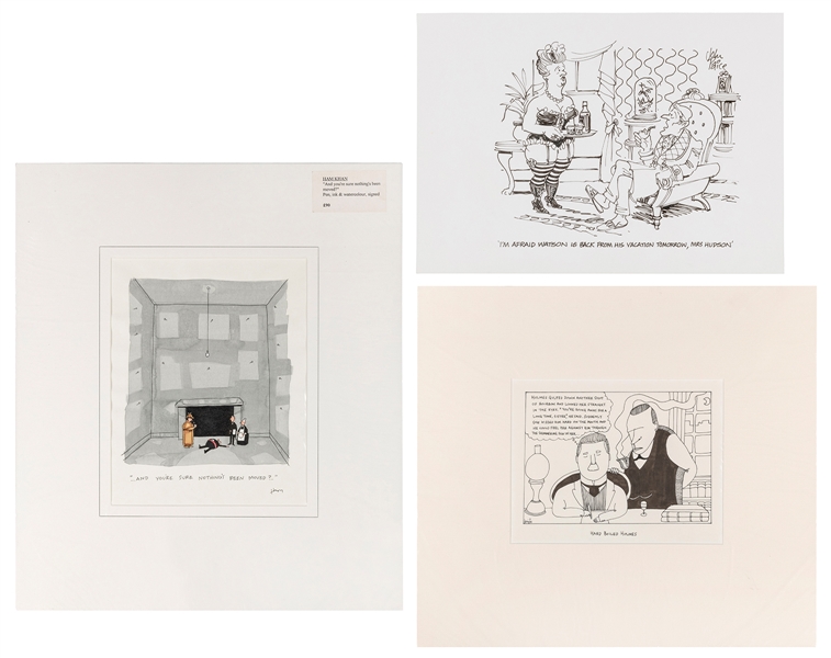  A group of 3 original cartoons about Sherlock Holmes. Inclu...