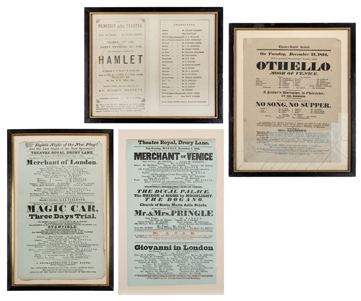  A group of 4 theatrical handbills. Including: Othello, the ...