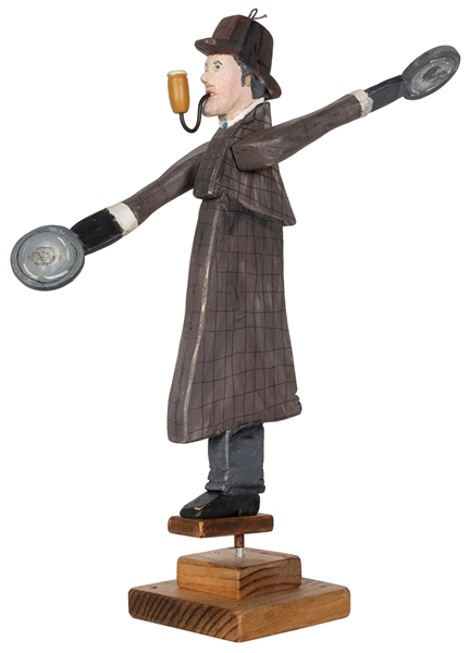  HULTS, Henry. Hand-carved and painted whirligig of Sherlock...