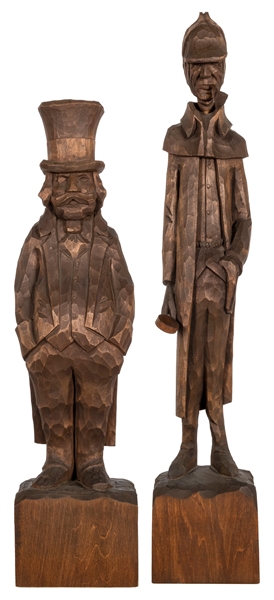  McKELLIPS, Art. A pair of original wooden carvings of Sherl...