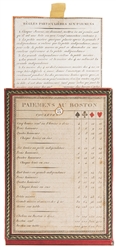  Boston Whist Marker. “Paiemens Au Boston.” French, ca. 1790...