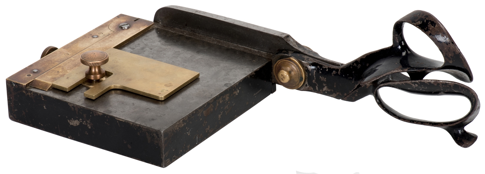  Card Trimmer. American, maker unknown, ca. 1900. Brass card...