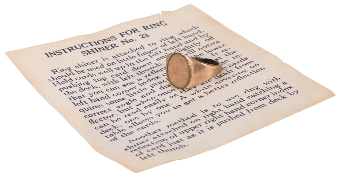  Shiner Ring and Instruction Sheet. Signet-style ring used t...