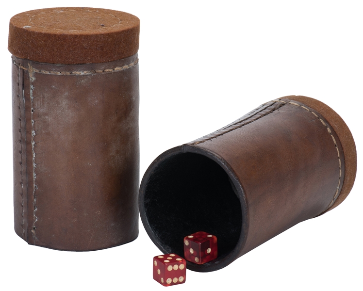  Pair of Leather Butterfly Dice Cups. American, maker unknow...