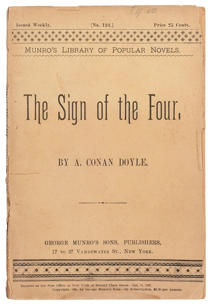  DOYLE, Arthur Conan (1859-1930). The Sign of the Four. New York...