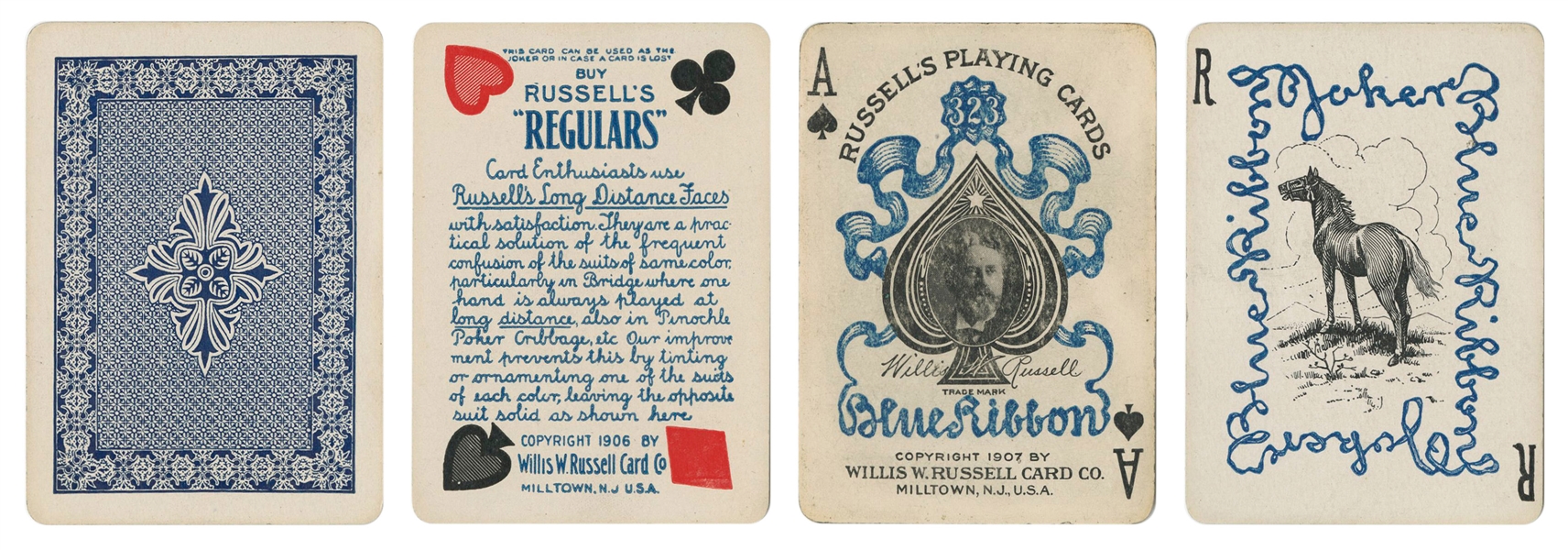  Russell Card Co. Blue Ribbon No. 323 Playing Cards. Milltow...