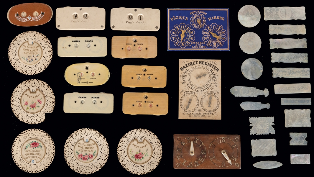  Collection of whist and other game markers. Including 12 Su...