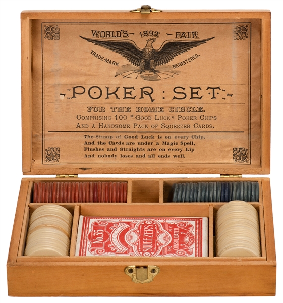  1892 – 93 World’s Fair Poker Chip Set. Chicago, 1892. Consi...